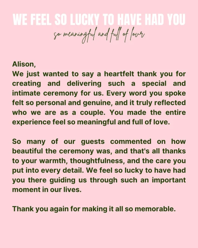 Such kind words from Kate and Dave who wed at @dromquinnamanorofficial recently 🩷 Always so grateful to get emails and messages like this. Thank you 🥰